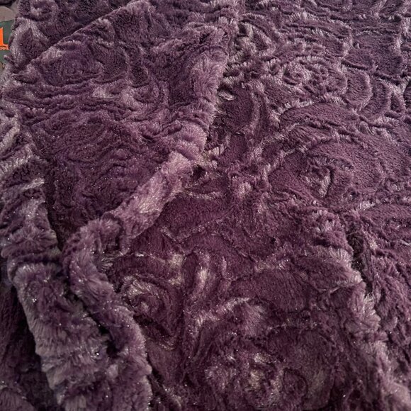 Rare Adrienne Landau Purple Roses Knee Length Oversized Long Coat Plush Luxe 3X - Picture 7 of 14